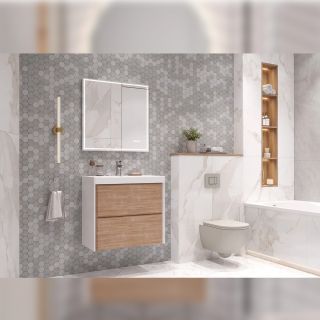 Тумба под раковину подвесная Velvex Gesso tp.GES.9696.70.2Y белый матовый/дуб сонома, 70 см